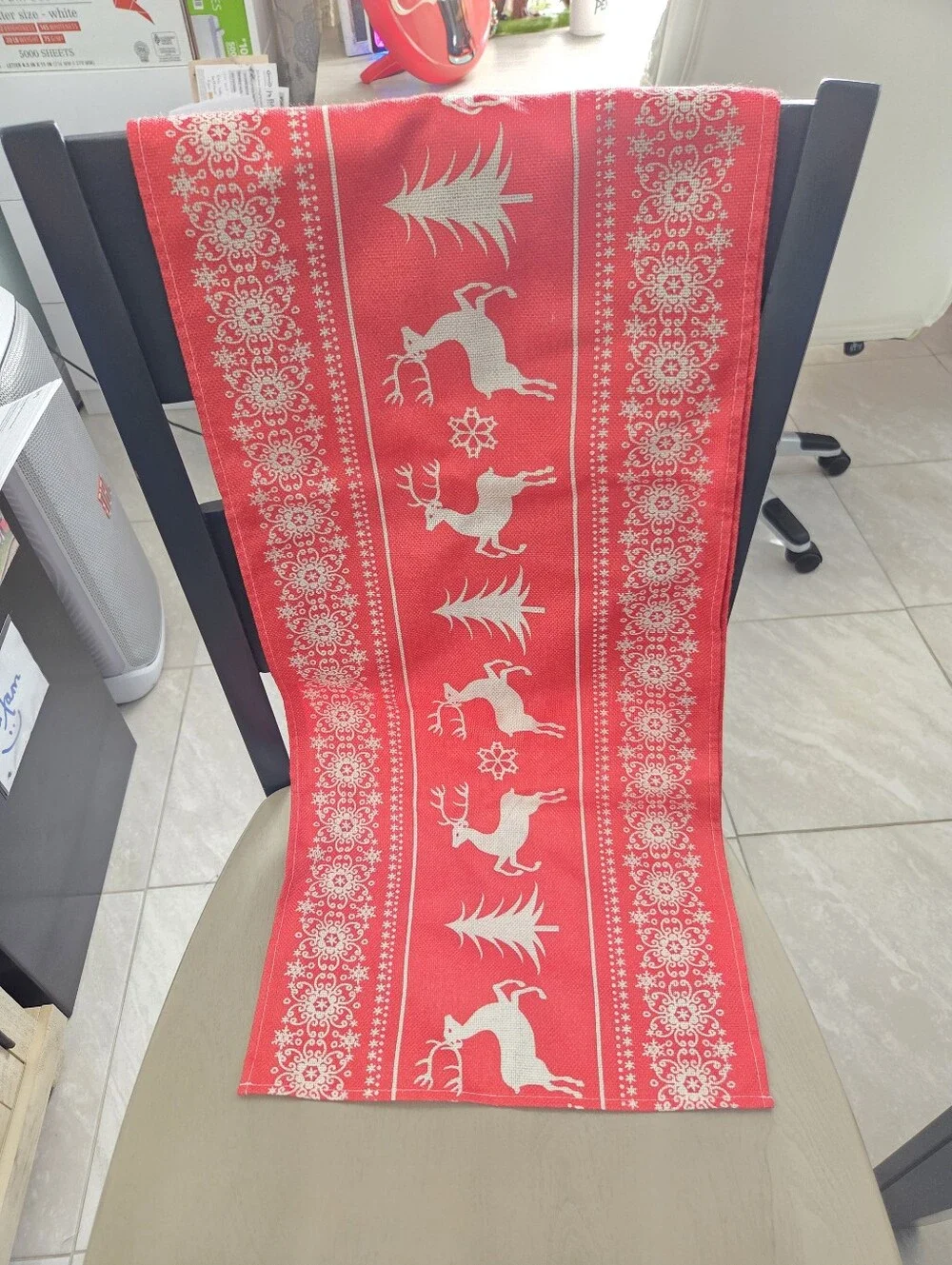 Christmas Table Runner, Christmas Table Runner 12x72, Reindeer, Pine, Snowflake
